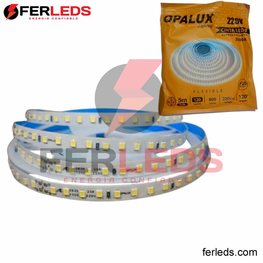 Ferleds. OPALUX CINTA LED 3000K - 2835(120) - 220V (CALIDO)