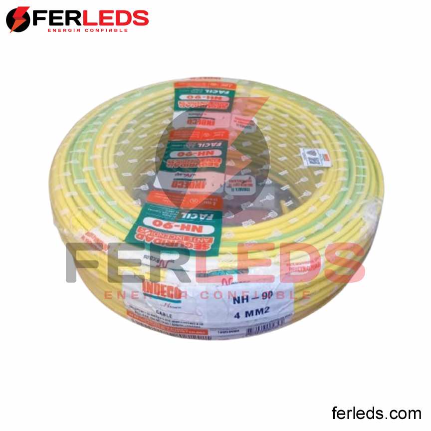 FERLEDS. INDECO CABLE NH-90 4MM VERDE/AMARILLO.