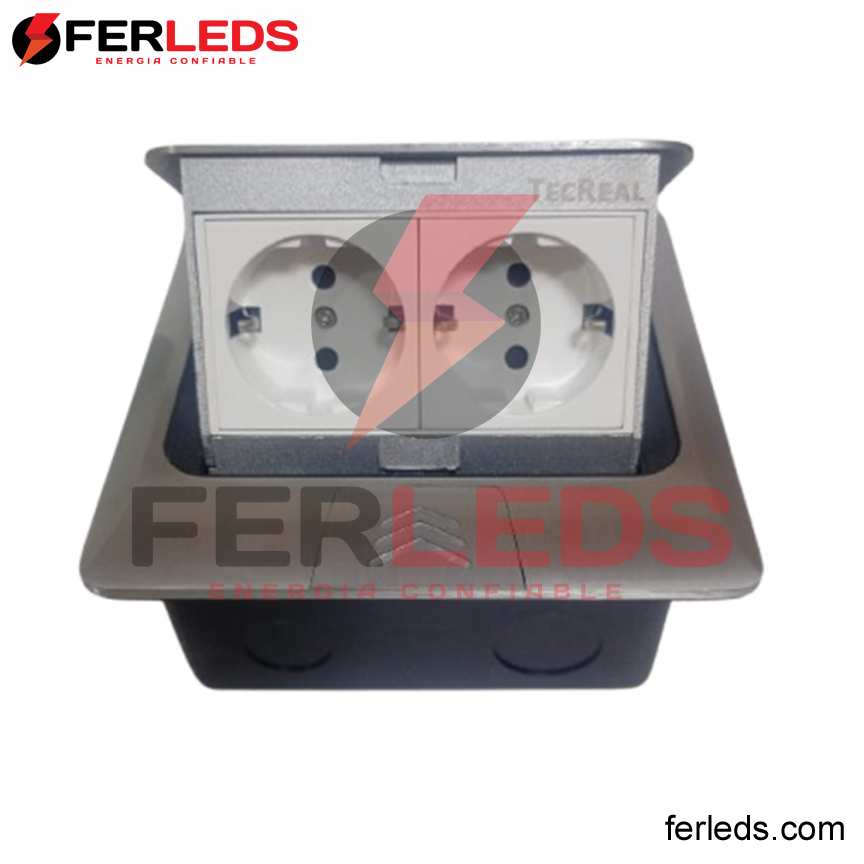 Ferleds. Tecreal Toma de Piso Pop-Up Doble Schuko.
