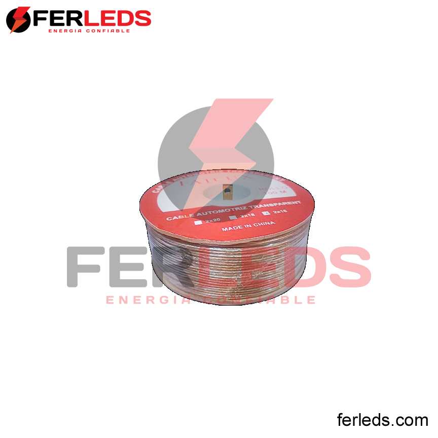 Ferleds. Cable Mellizo Cristal 2x22 AWG para Audio y Luces LED - Rollo de 100 Metros