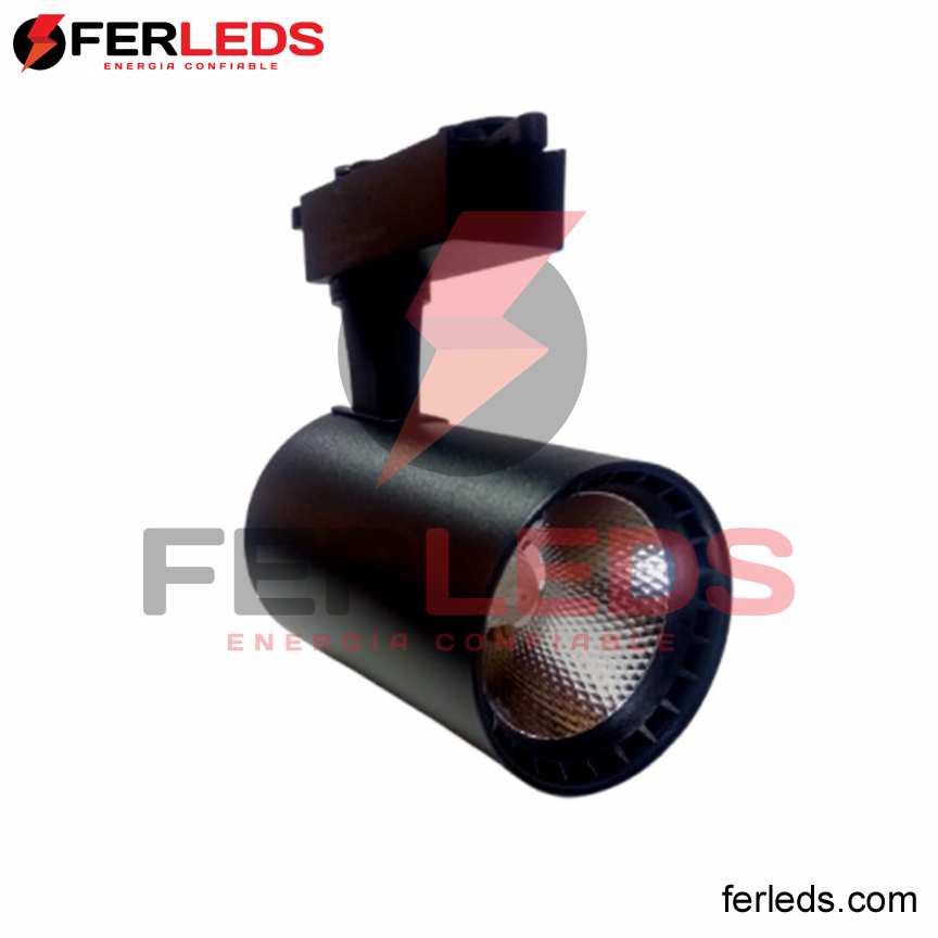 Ferleds. Spot LED para Riel 20W Integrado Negro Mate (Luz Blanca Fría 6500K)