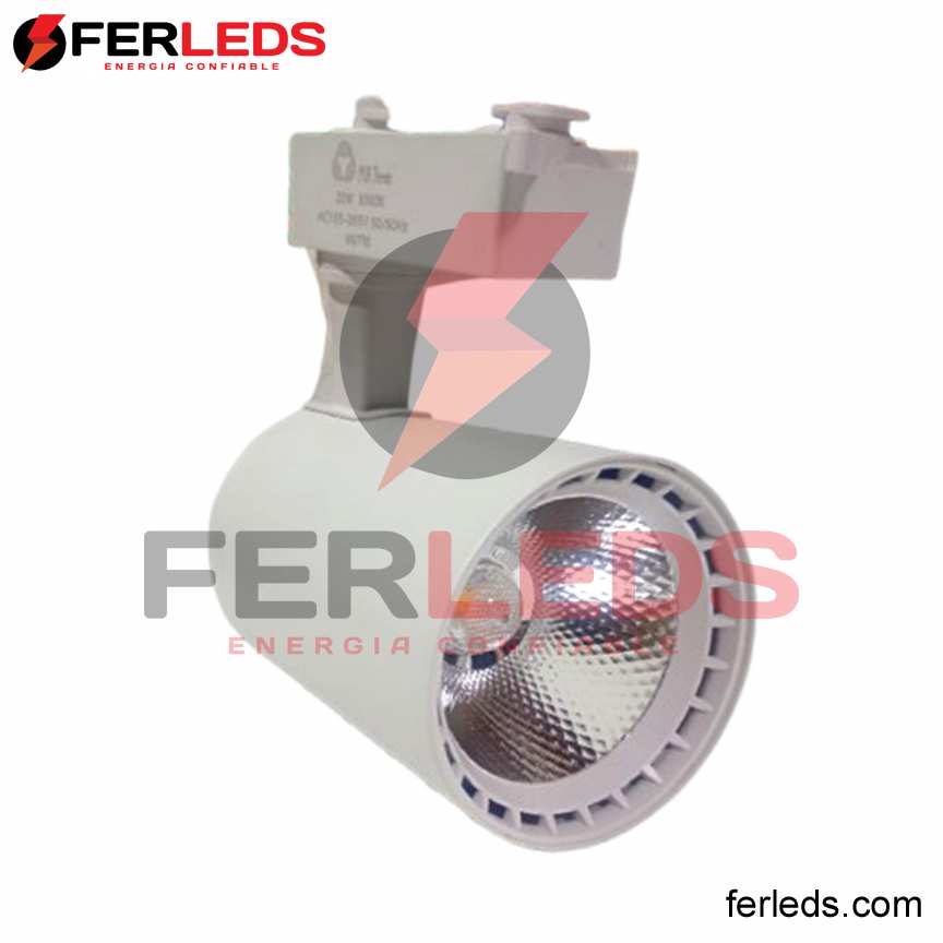 Ferleds. Spot LED para Riel 20W Integrado blanca (Luz calida 3000K)