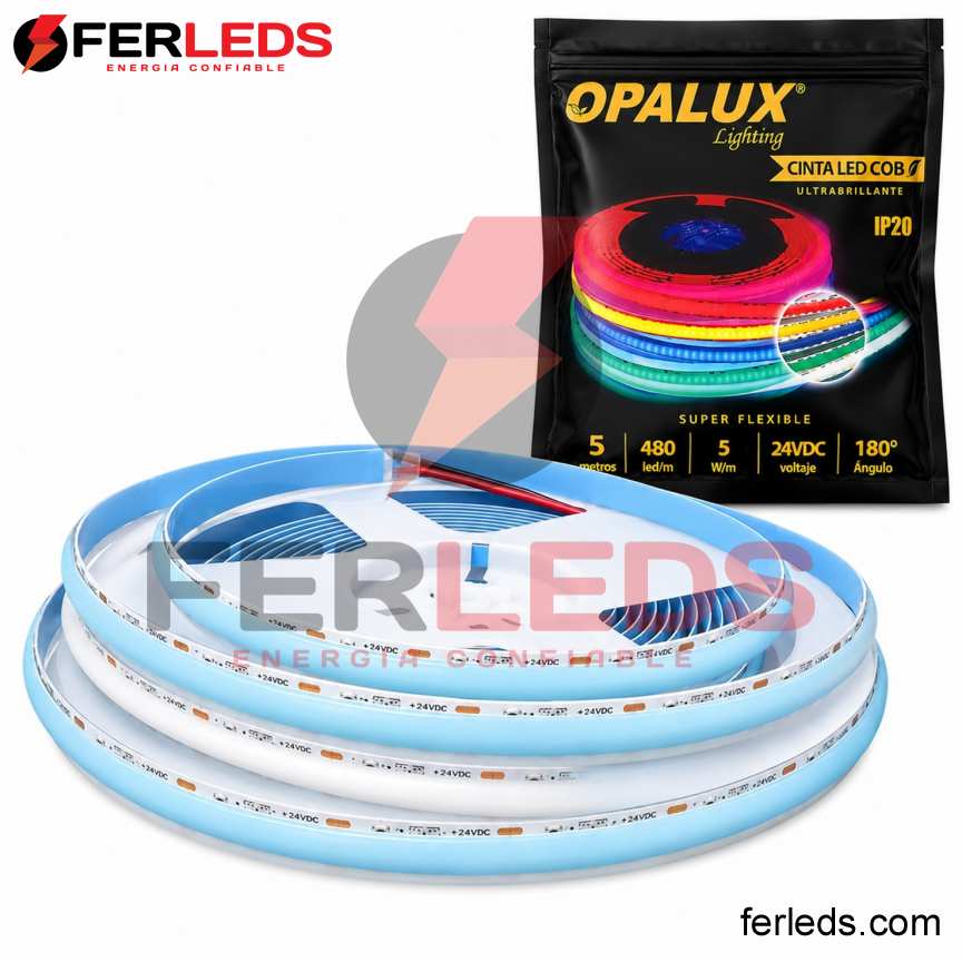 Opalux: Tira LED COB Azul Hielo 5m OP-LSCB-AZH