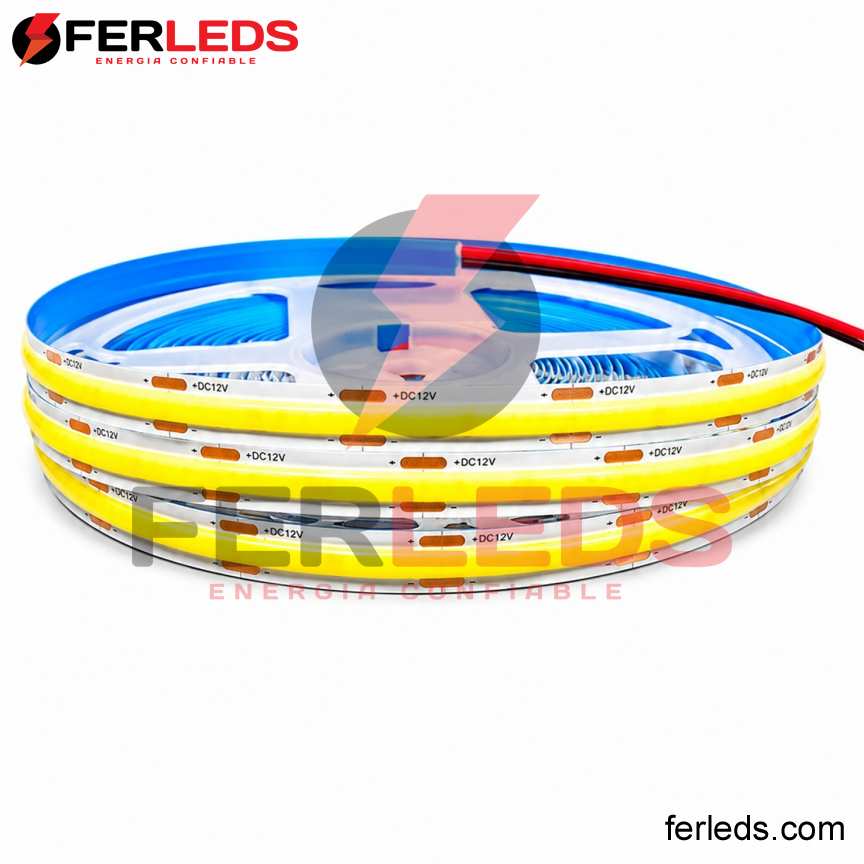 Ferleds: Cinta Tira LED Cálida 3000K COB 12V 5 Metros 320 LED/m Alta Densidad