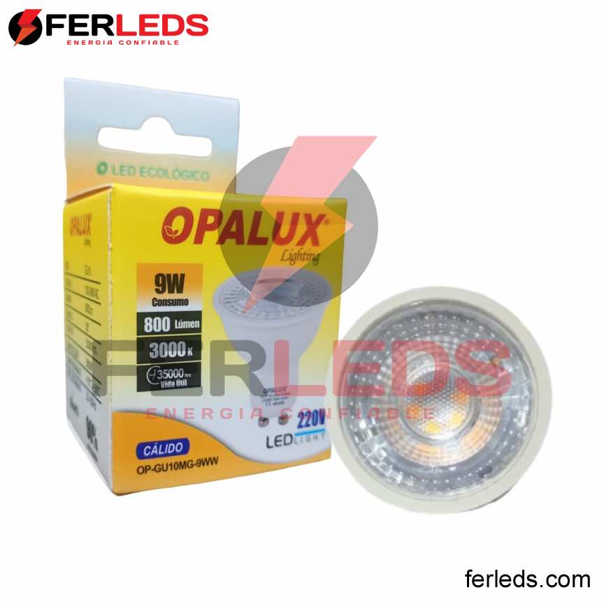 OPALUX DICROICO LED CALIDO 9W-3000K-GU10