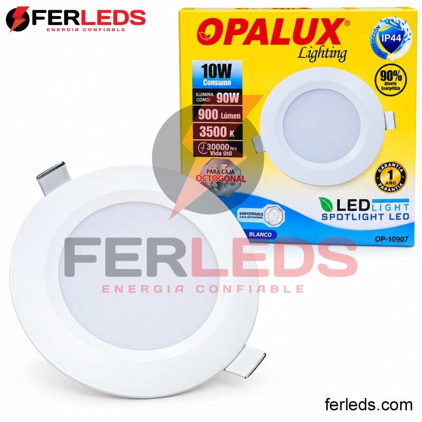 Spot LED Empotrable 10W Luz Blanca para Caja Octogonal | Opalux