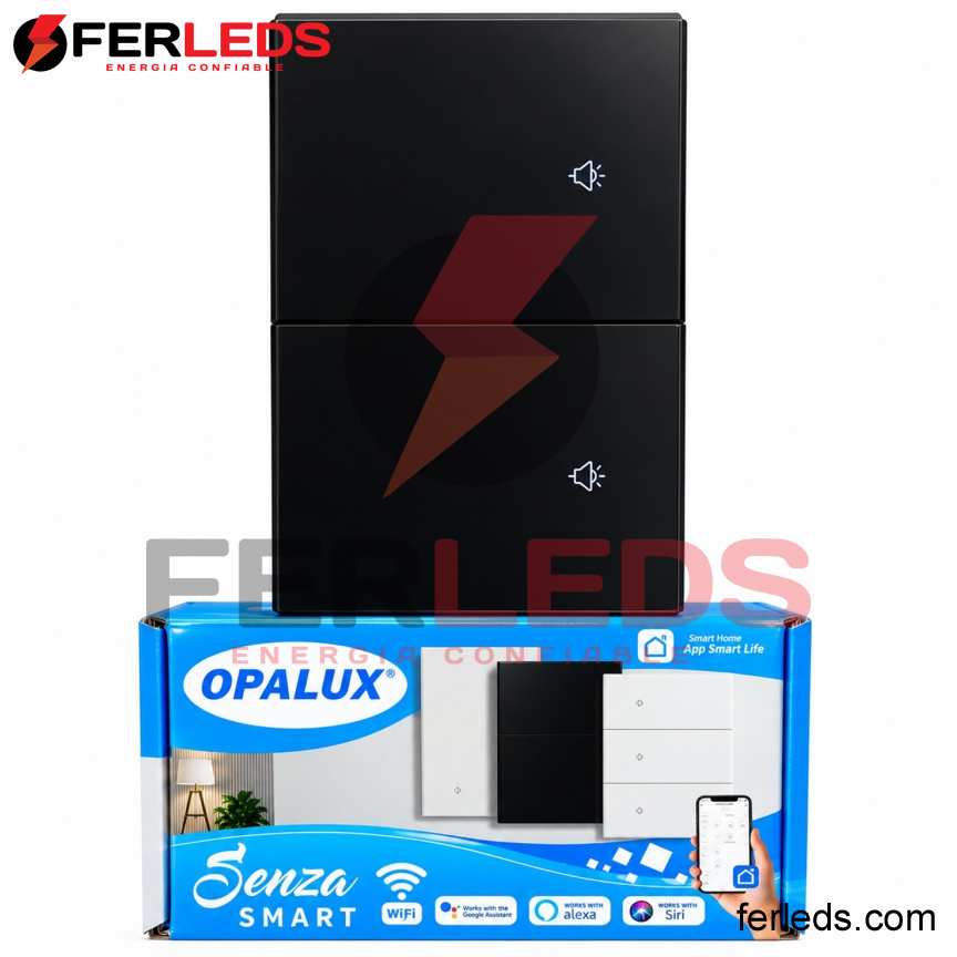 Interruptor Doble Inteligente WiFi Negro | Opalux