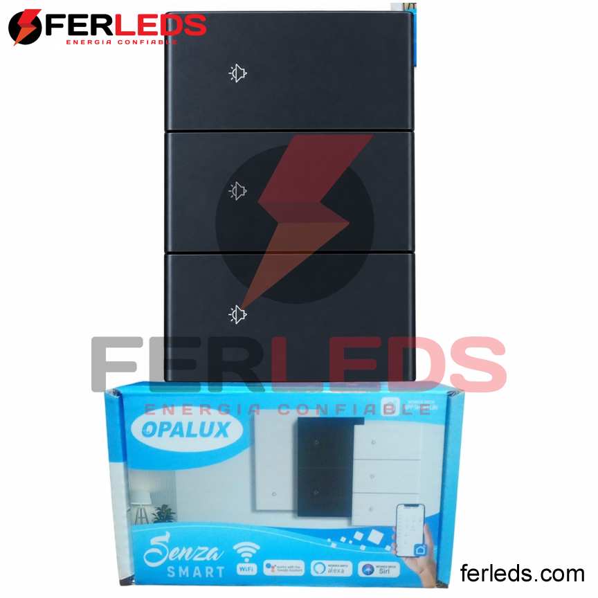 Interruptor Triplele Inteligente WiFi Negro | Opalux
