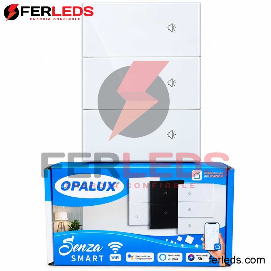 Interruptor triple Smart WiFi Blanco para Luz | Opalux
