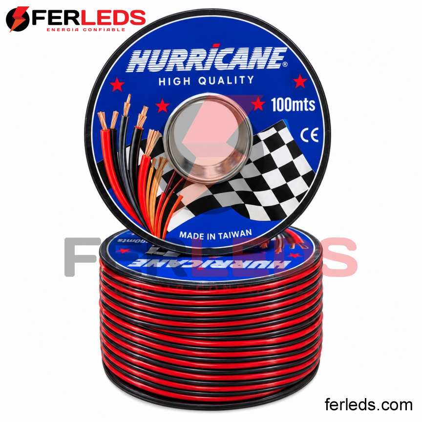 Cable Bicolor para luces led 2x20 AWG R 100M | Hurricane