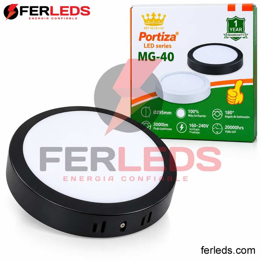 Panel LED Negro 40W Luz calida | Portiza MG40