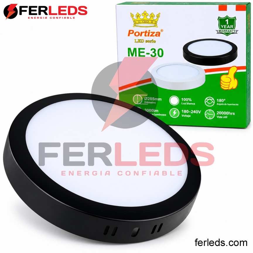 Panel LED Negro 30W Luz blanca | Ferleds ME-30