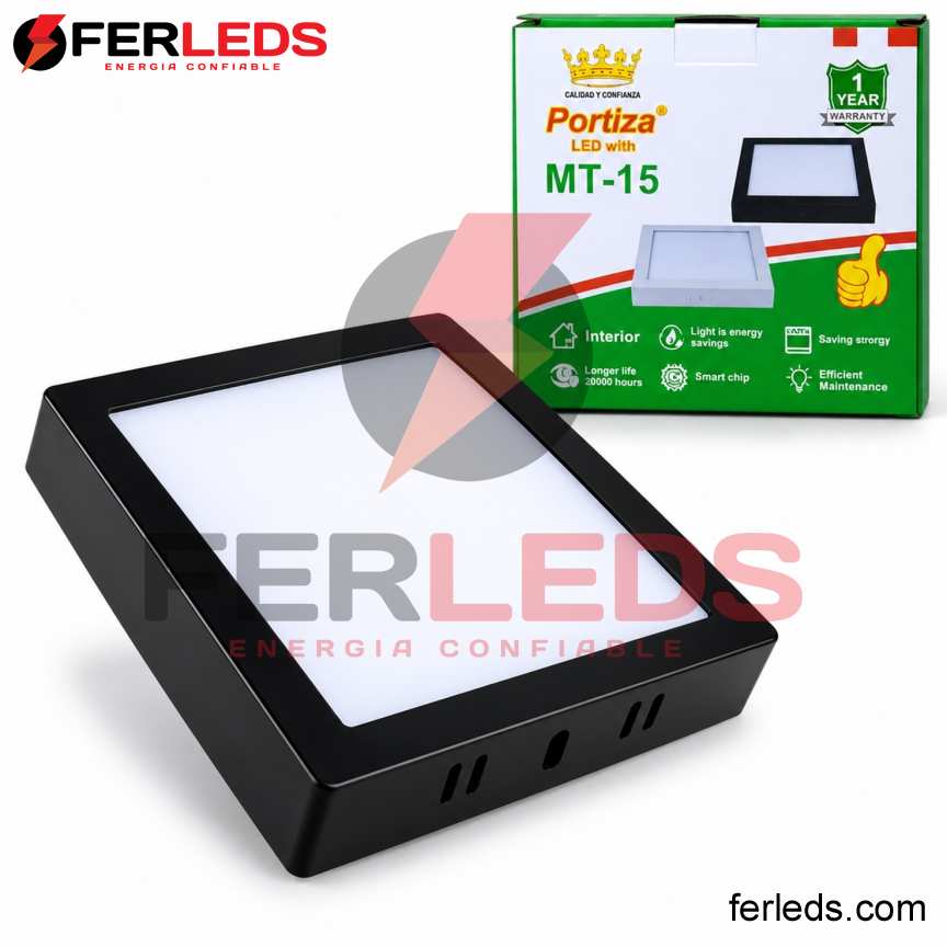 Panel LED cuadrado negro visible | FERLEDS MT-15