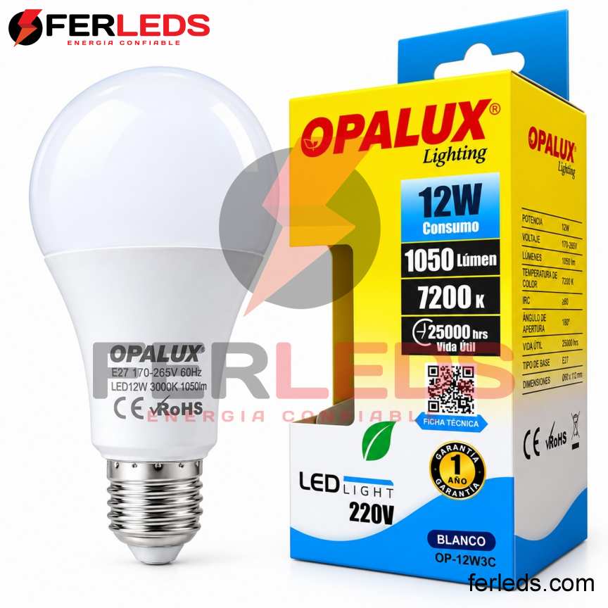 Opalux | Foco LED 12W Luz Blanca E27 OP-12W3C