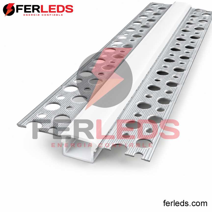 Perfil LED de Aluminio Empotrado para Drywall de 3 Metros