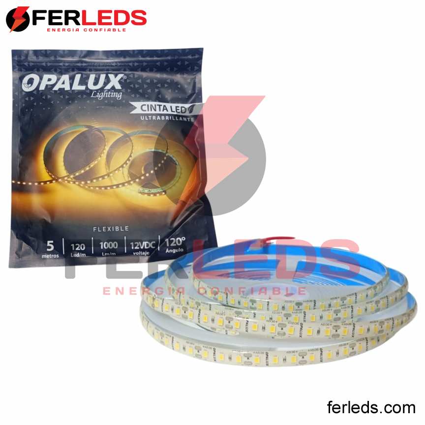 OPALUX CINTA LED CON SILICONA CALIDO - 2835(120) - 12V - 3000K