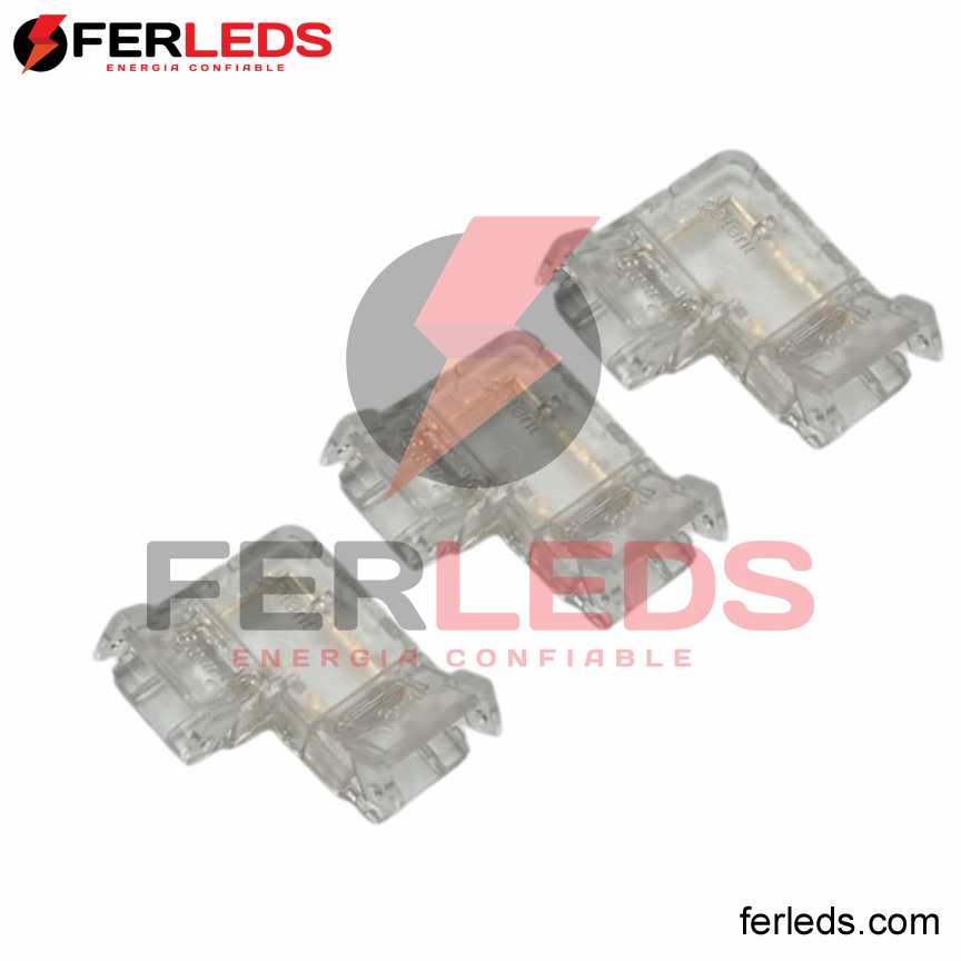 UNION TIPO L A PRESION  DE CINTA LED 8MM - TRANSPARENTE